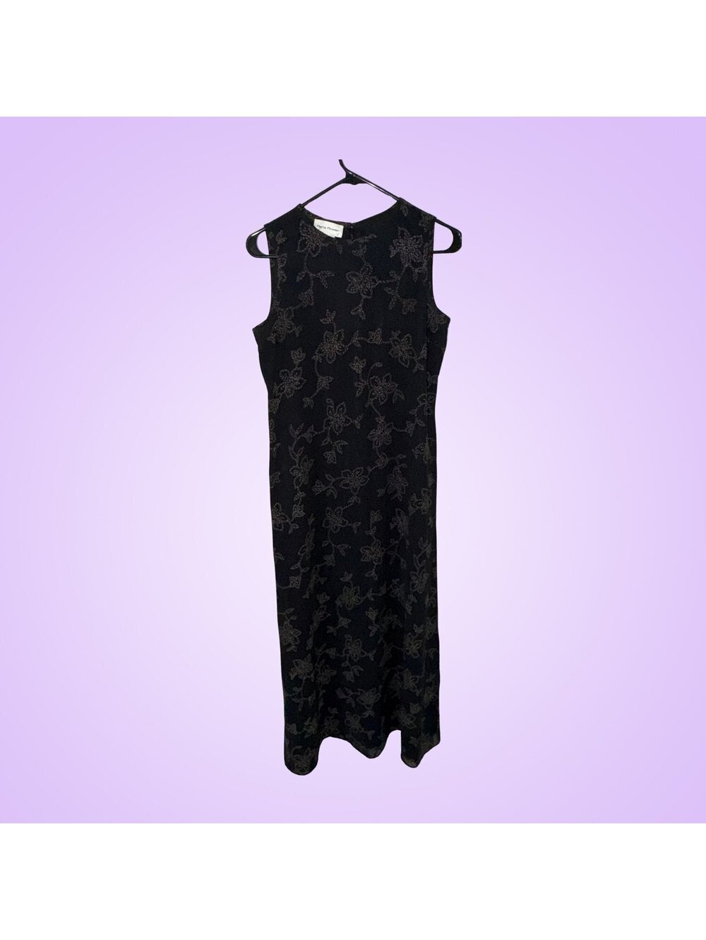 Vintage Rena Rowan Black Floral Sleeveless Maxi Dress | Size 6